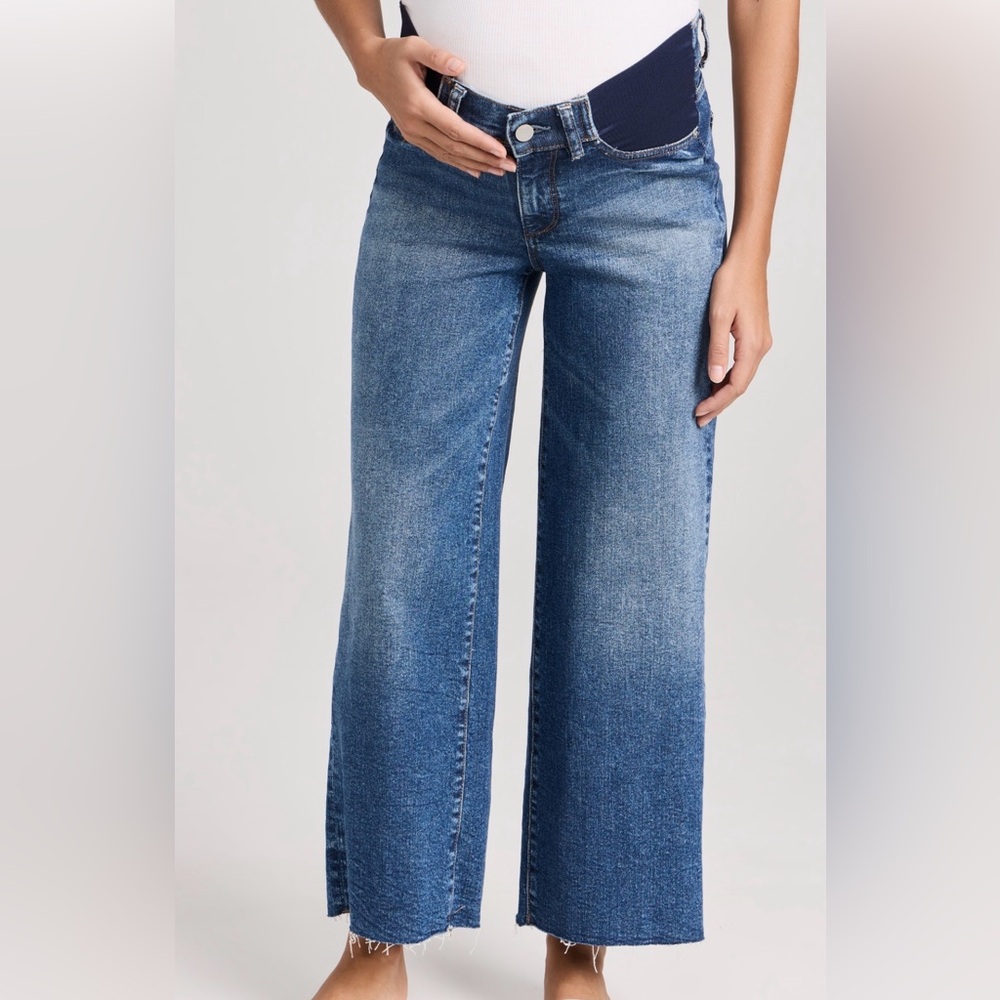 DL1961 Women's Maternity Hepburn Wide-Leg Jeans in Blue Denim 27”, size 29
